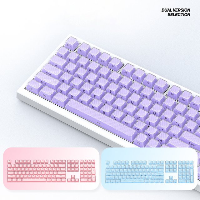 Oeny Magic Wave Purple Jello Tastenkappen aus PC, 136 Stück, Transparent, Double Shot mit seitlicher Beleuchtung, ASA-Profil für MX-Switches - Bild 1