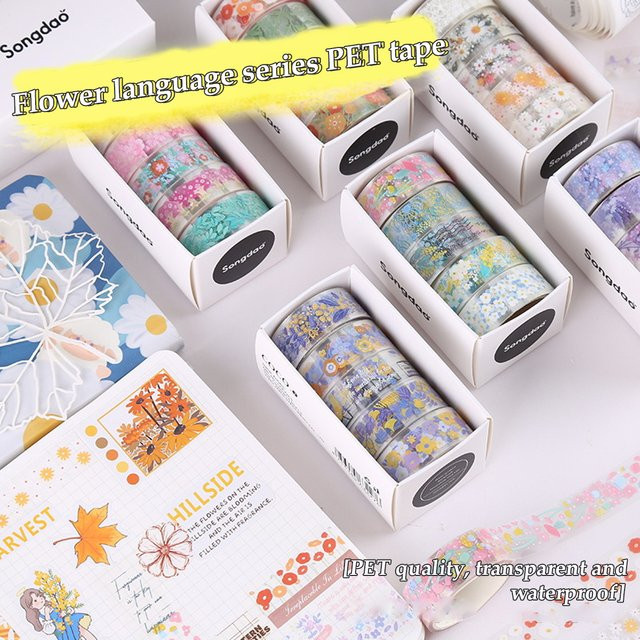 5-teiliges Washi-Tape Set in Multicolour aus Papier und Kunststoff für DIY-Dekorationen und Bastelarbeiten - Bild 1