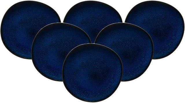 6er Set Villeroy & Boch like. Frühstücksteller Lave in Blau aus Steinzeug, Durchmesser: 23 cm - Bild 1