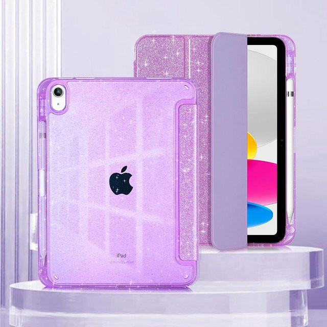 Glitzernde Smart Cover Hülle für iPad Air 11 Zoll M2 M3 und iPad Air 4 5 mit Stifthalter in Purple - Bild 1