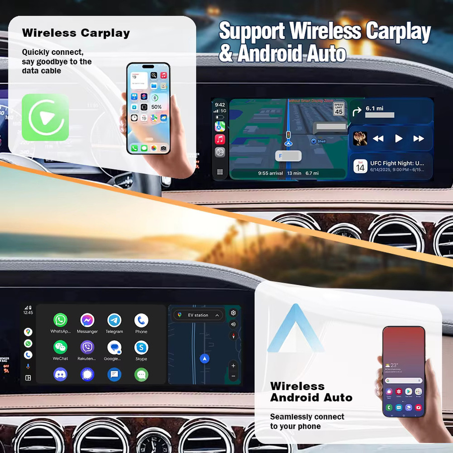 AUTOTOP Kabelloses Apple CarPlay und Android Auto Interface für Mercedes Benz NTG5.5 W213 W222 W205 W176 in Schwarz mit MirrorLink und AirPlay - Bild 3