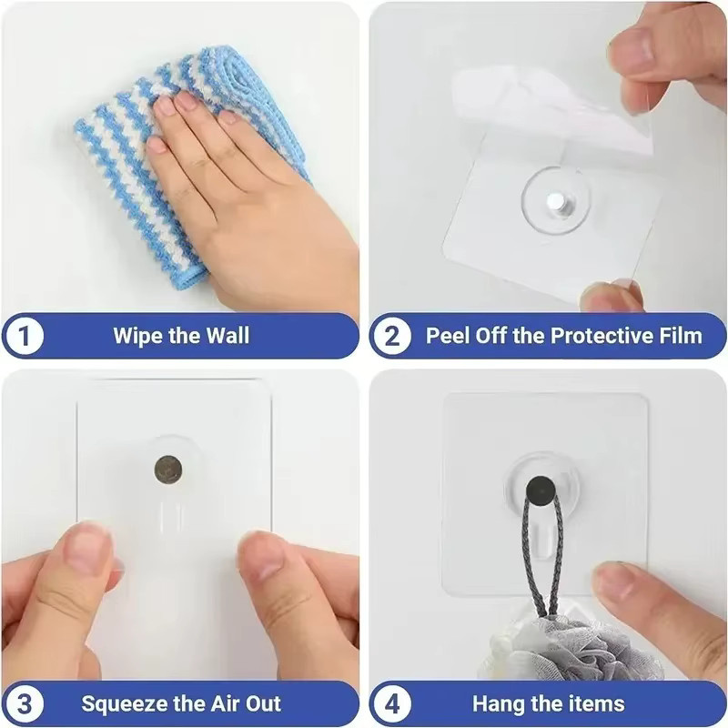 Wasserdichte Selbstklebe-Haken in Chrom ohne Bohren für Bilderrahmen, Poster und Badezimmer Zubehör B/H/T: 6,0 x 6,0 x 2,0 cm - Bild 2