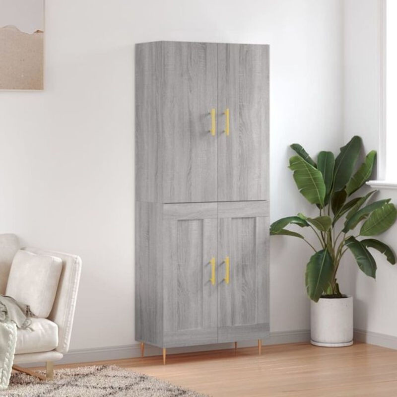 Modernes Highboard Vidaxl in Grau aus Holzwerkstoff und Metall, B/T/H: 69,5 x 34 x 180 cm - Bild 1