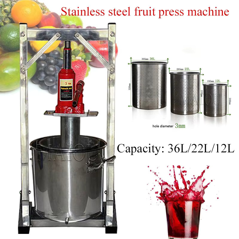 Manuelle hydraulische Fruchtpresse von maiou aus Edelstahl in Silber, 22 l Entsafter für Trauben, Honig, Heidelbeeren und Maulbeeren - Bild 2
