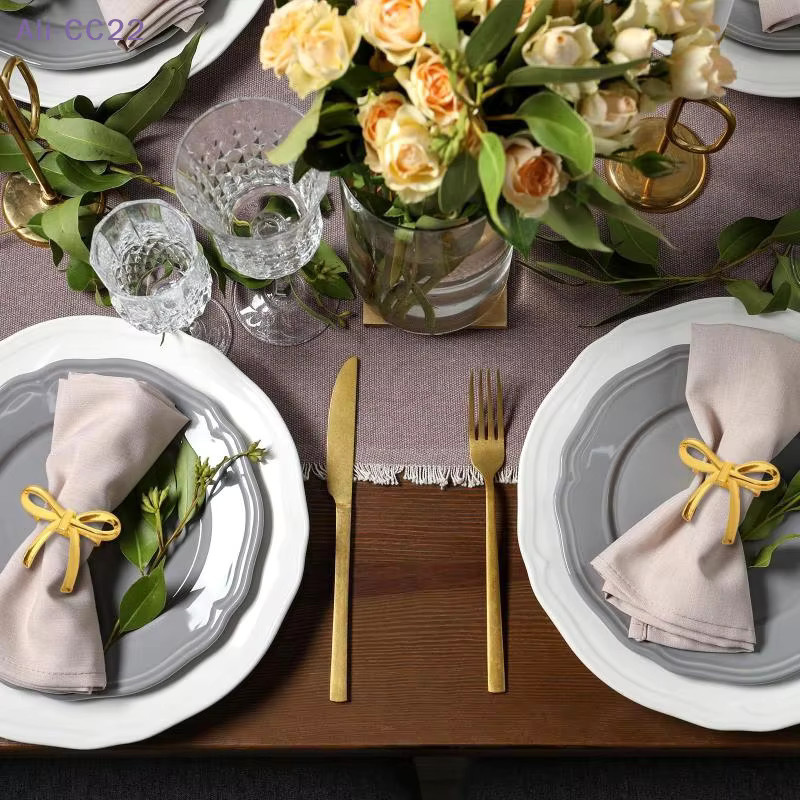 JETTING Schleifen-Serviettenringe aus Metall in Gold und Silber, 4er Set für Tischdekoration bei Hochzeiten, Geburtstagen und Partys - Bild 3