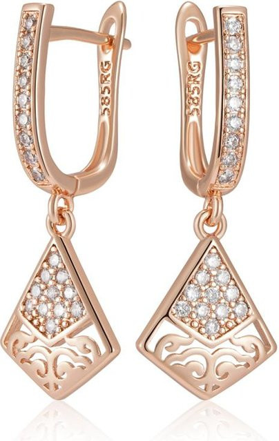 Kienl Lange Ohrringe, Kupfer, Roségold, Zirkonia, Damen, Vintage - Bild 1