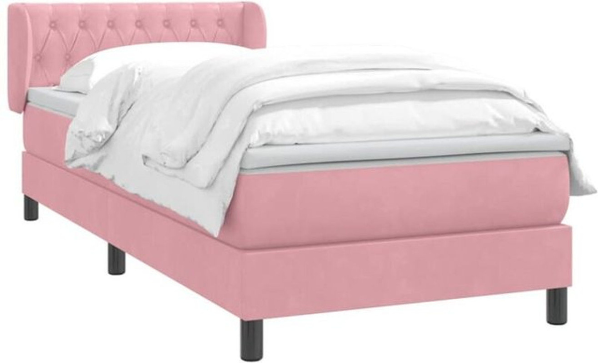 vidaxl Boxspringbett mit Matratze aus Samt in Rosa und Weiß B/L: 80 x 220 cm - Bild 1