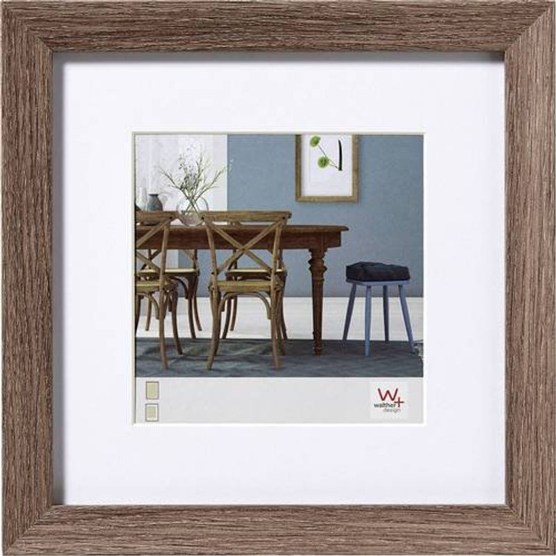 Walther Bilderrahmen EF440N Nussbaum Braun mit Passepartout und entspiegeltem Glas für Papierformat 40 x 40 cm - Bild 1