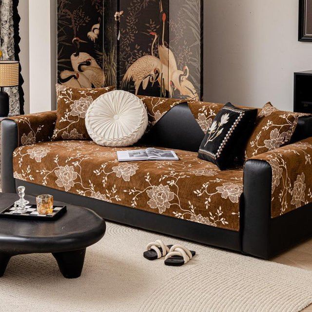 Super Six Sofakissen mit floralem Chenille-Bezug im nordischen Design, B/B: 70 x 70 cm - Bild 1