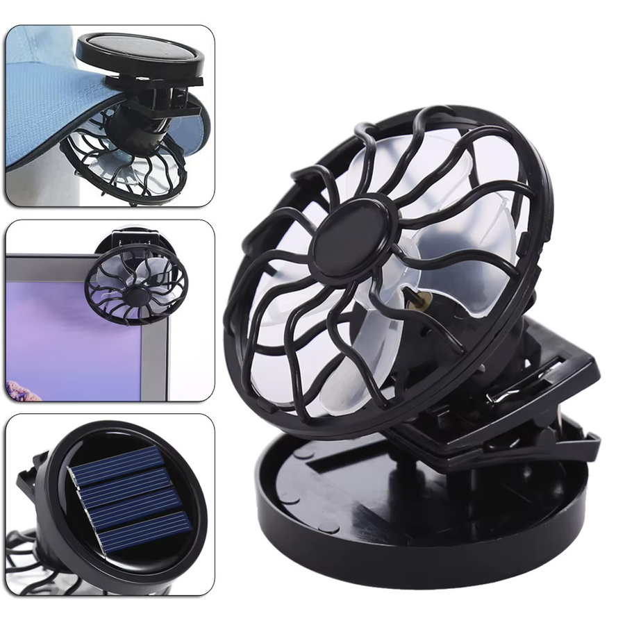 APWIKOGER Tragbarer Mini-Solar-Clip-Ventilator in Schwarz aus Kunststoff für Camping und Outdoor - Bild 2