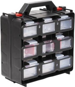 STIER Werkzeugkoffer in Schwarz und Transparent mit 12 ausziehbaren Behältern, leer, B/T/H: 33,0 x 14,5 x 14,5 cm - Bild 1