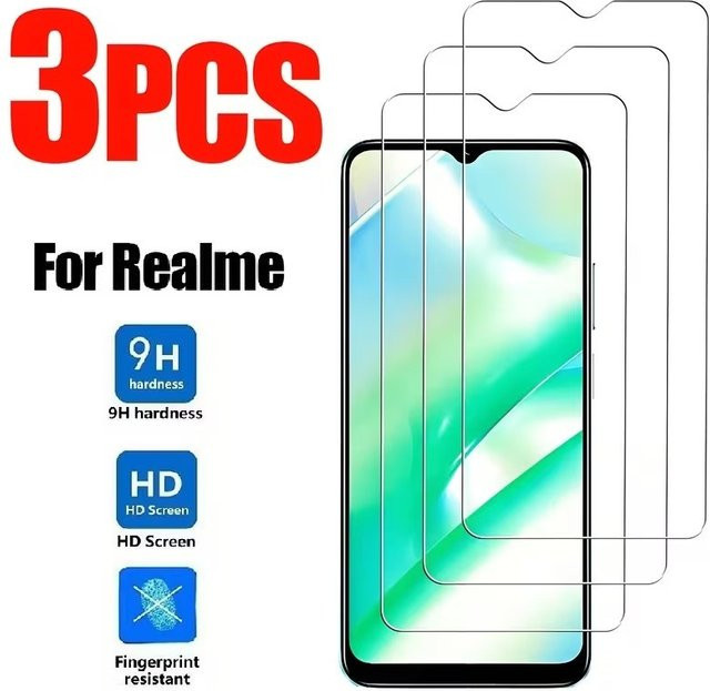 3er-Set Gehärtetes Schutzglas für Realme C31 C33 C35 C20 C21 C25 C55 C53 C51 in Transparent - Bild 1