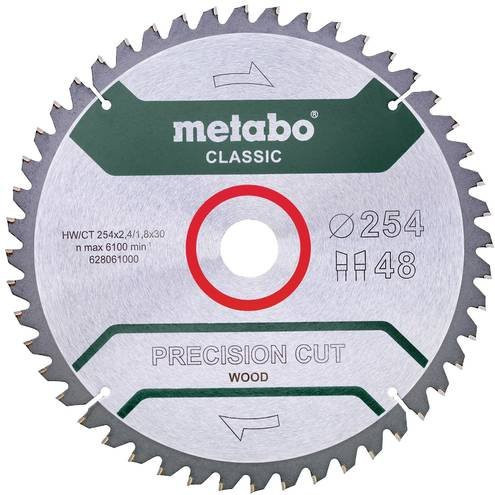 Metabo Precision Cut Wood Classic Kreissägeblatt mit 48 Zähnen, Durchmesser: 254 mm, Bohrung: 30 mm - Bild 1