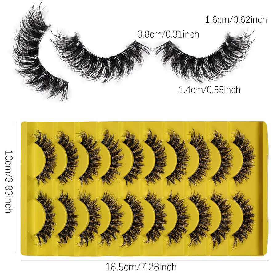 JIEFUXIN Künstliche Wimpern Wispy Lashes 3D Volumen, 10 Paar, Black - Bild 4