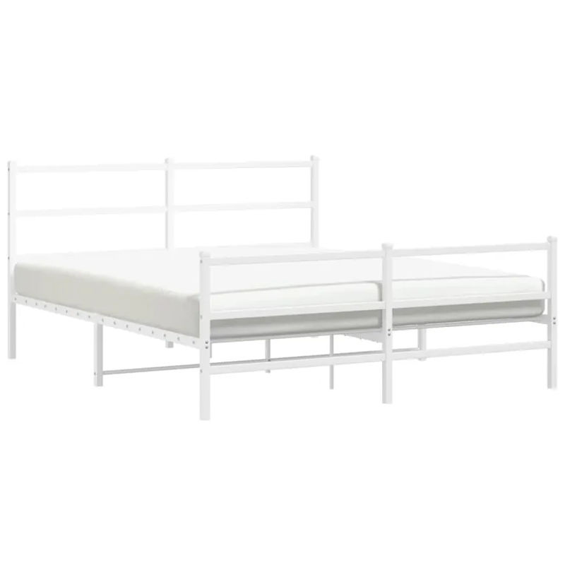 Vidaxl Metall-Bettgestell mit Kopfteil und Fußteil in Weiß, B/T/H: 150 x 200 cm - Bild 2