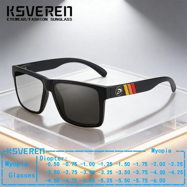 KSVEREN Korrektionsbrille, Quadratisch, Vollrand, Kunststoff, Schwarz, Herren - Bild 1