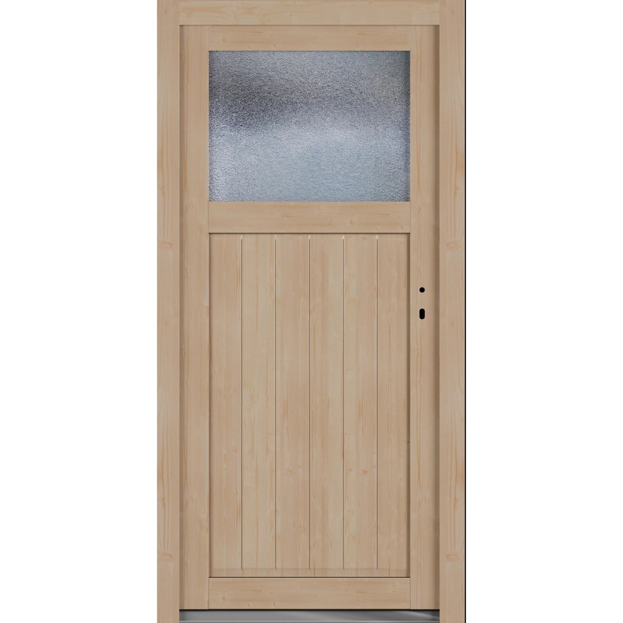 Roro Nebeneingangstür OHE 1002 aus Fichte mit Glaseinsatz, Farbe Braun/Beige, B/H: 98 x 198 cm, DIN Rechts, nach außen öffnend - Bild 2