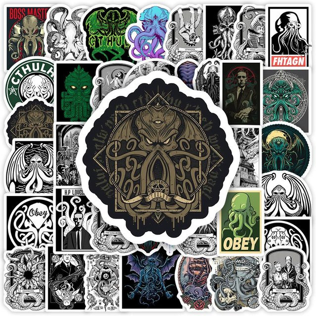 Wasserdichte Cthulhu Mythos Aufkleber im Lovecraft Horror Design für Laptop, Flaschen und Scrapbook, Mehrfarbig - Bild 1