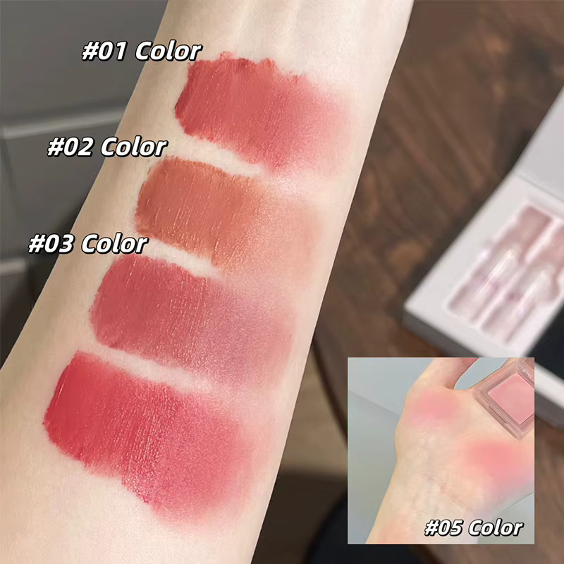 Lipgloss und Puder-Rouge Kosmetik-Set, Satin, Unisex - Bild 3