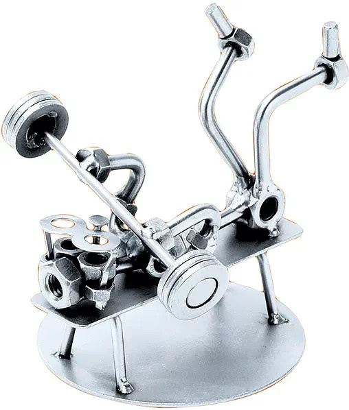 Schraubenmännchen Bodybuilding Figur aus Metall in Silber von Hinz & Kunst - Bild 1