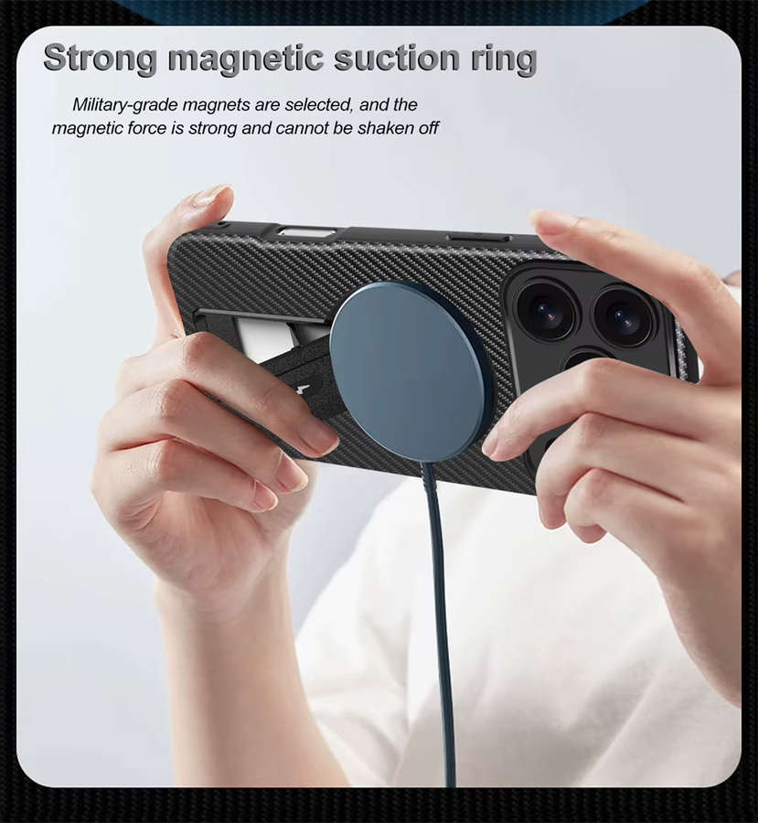 Magnetische iPhone Handyhülle mit Halterung und Matte Rückseite für MagSafe, kompatibel mit iPhone 17 Air 16 15 14 13 12 Pro Max Plus, in Schwarz oder Grau - Bild 5