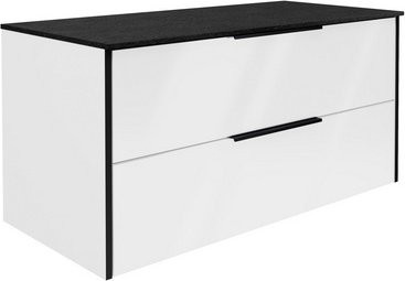 FACKELMANN Waschplatz-Set Flair mit Schieferoptik in Schwarz und Weiß, Wandmontage, B/T/H: 100,6 x 48,7 x 46,5 cm - Bild 1