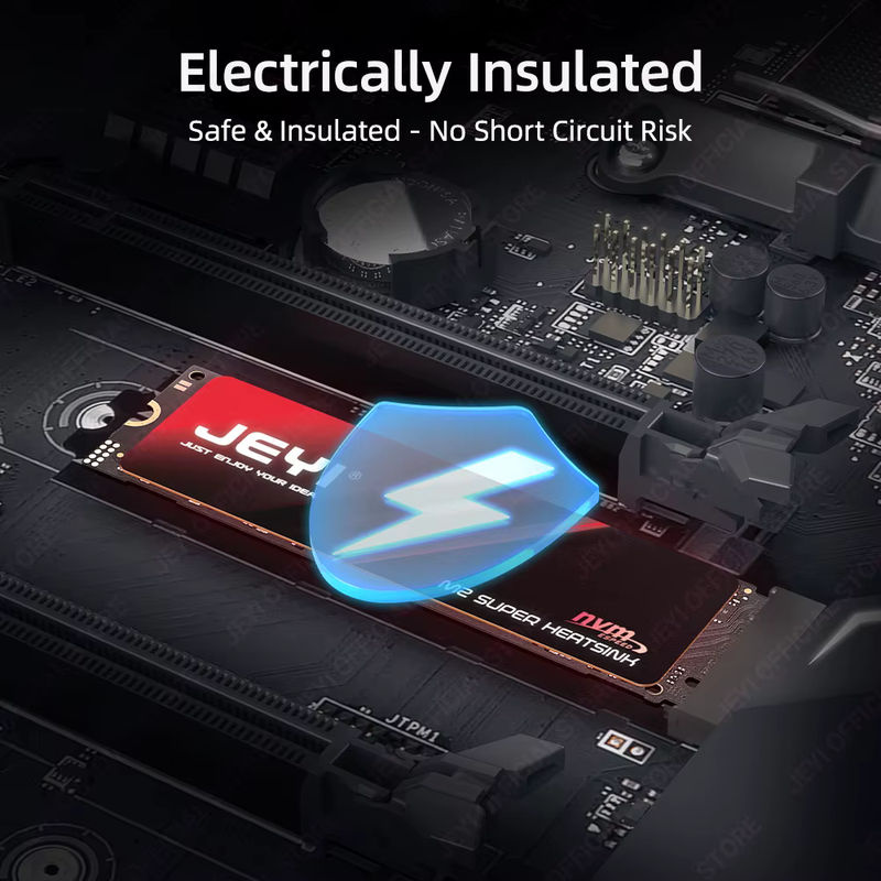 JEYI M.2 2280 SSD Graphen-Kupfer-Kühlkörper in Schwarz mit 0,5 mm ultradünnem Wärmeleitpad für NVMe und SATA SSDs - Bild 2