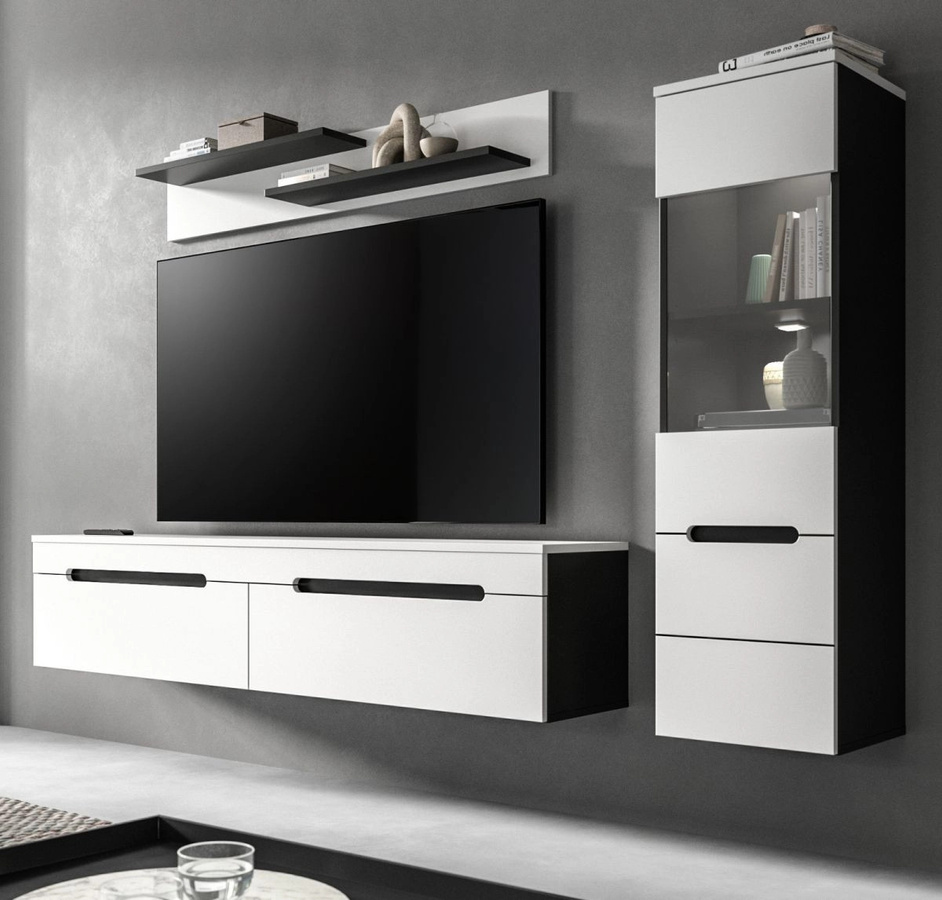 Wohnwand Cooper von Inn.Furn in Weiß und Grau mit Breite: 221 cm - Bild 1