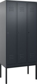 C+P Spind Classic PLUS Garderobenschrank aus Stahl mit 3 Abteilen, Anthrazit/Schwarz, H x B x T: 212 x 90 x 50 cm - Bild 1