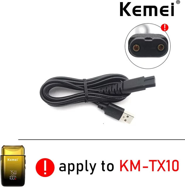 Kemei KM-TX10 Original USB-C Ladegerät Kabel für Haar Clipper und Trimmer in Schwarz - Bild 1