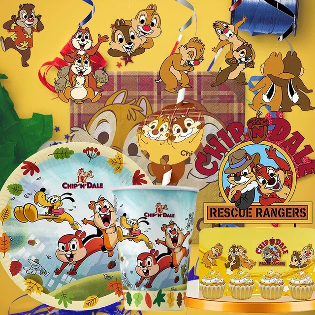 Disney Chip an' Dale Partyzubehör Geschirrset mit Tassen, Tellern und Servietten in Multicolor für Kindergeburtstage - Bild 1