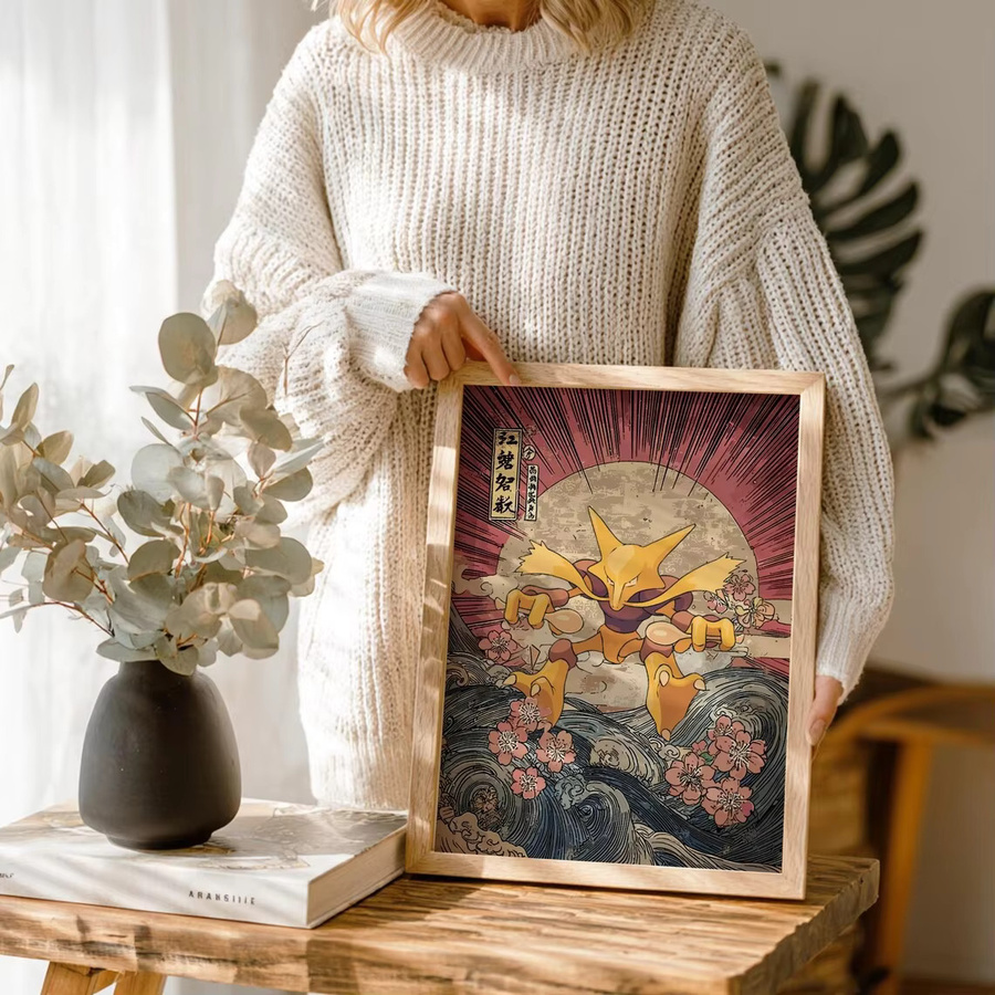 Vintage Ukiyo-e Style Naganadel Pokémon Wandkunst Poster mit Kirschblüten und Wellen von SHENCHEN - Bild 4