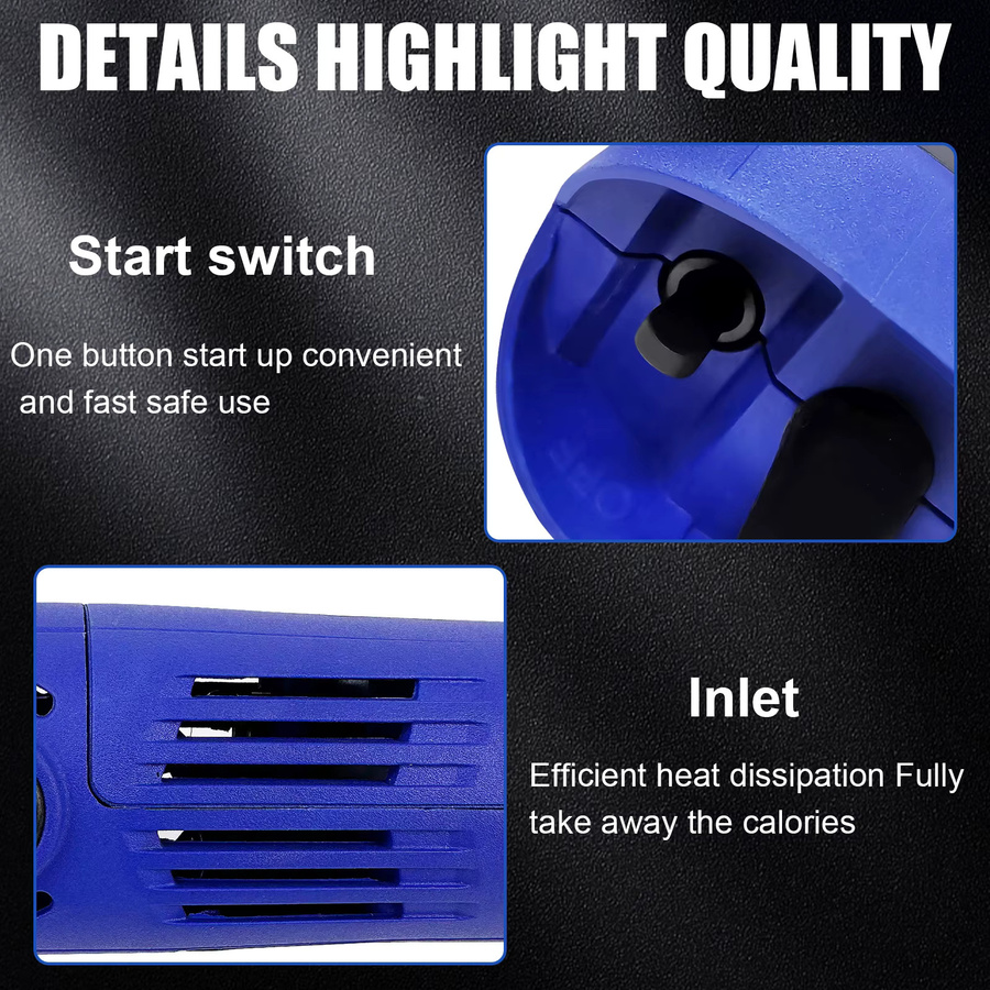 Qimu Elektrischer Winkelschleifer Blau, 2000W, 115mm Scheibe, 12000 U/min mit Zusatzgriff und Schleifscheibe für Metall - Bild 6