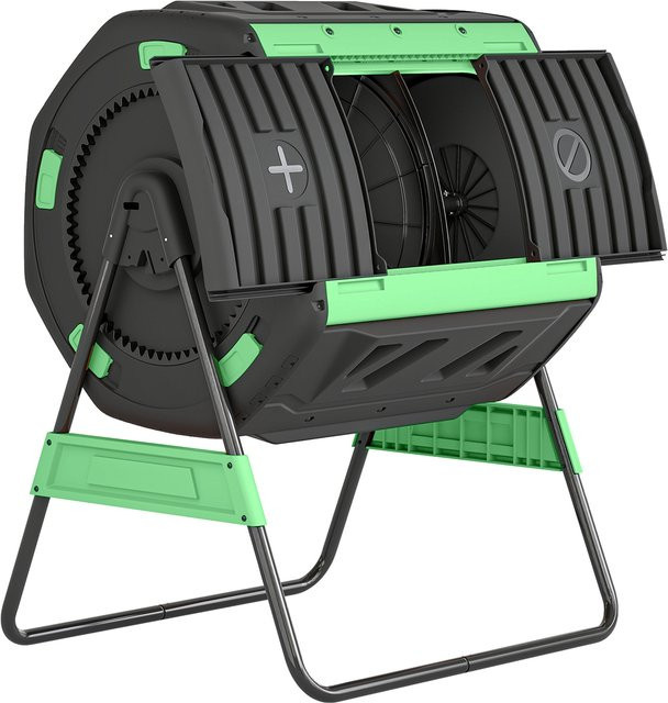Outsunny Thermokomposter 200 Liter in Grün, wetterfester Schnellkomposter aus Kunststoff mit Schiebetür und Lüftungsöffnungen, B/T/H: 94 x 67 x 98 cm - Bild 1