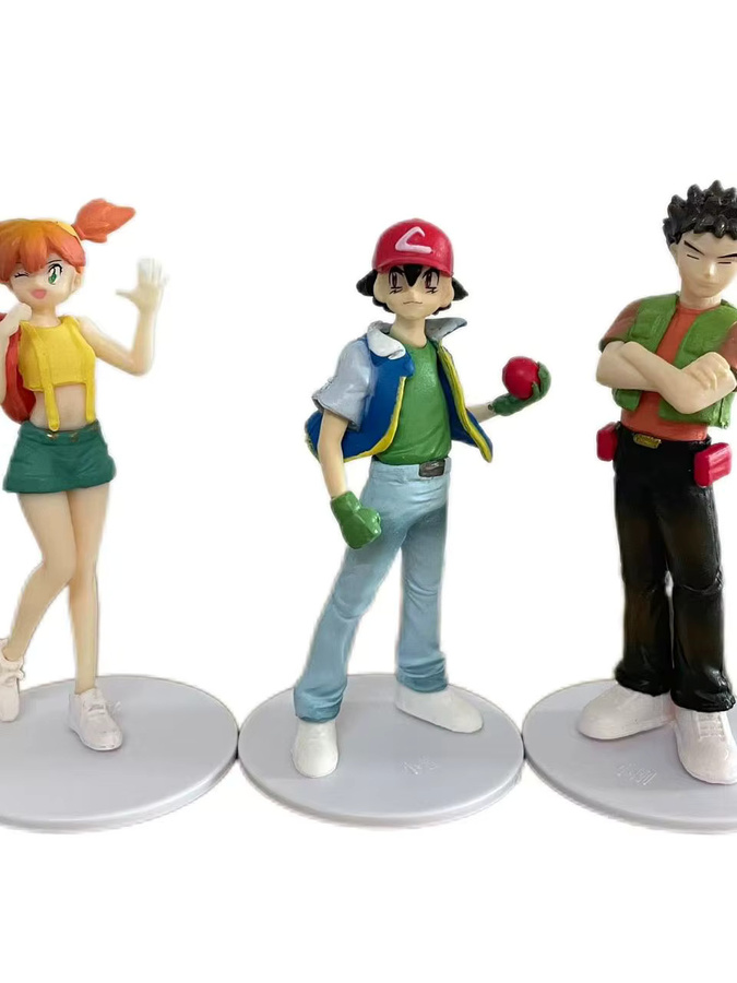 Bandai Pokémon Anime Actionfiguren Ash Ketchum Misty Brock Trio aus PVC, Höhe: 8 cm, Multicolor - Bild 3