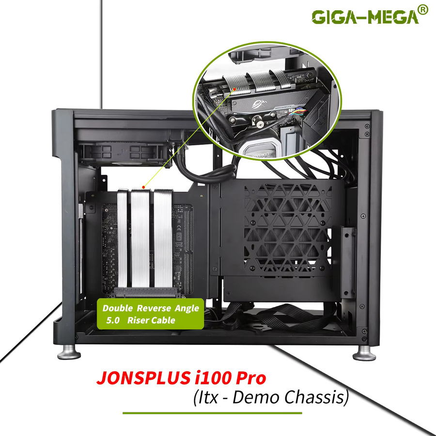 GIGA-MEGA Ultra PCIe 5.0 X16 Riser-Kabel in Silber für Vertical Mount Gaming und High-Speed Anwendungen - Bild 2