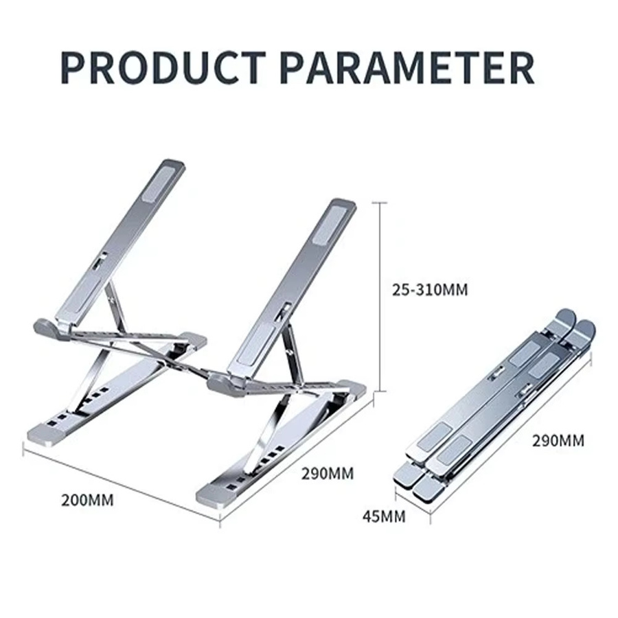 EMTRA Aluminium N8 Faltbarer Laptop Ständer Einstellbare Notebook Halterung für Macbook Air Pro in Silber/Grau - Bild 2