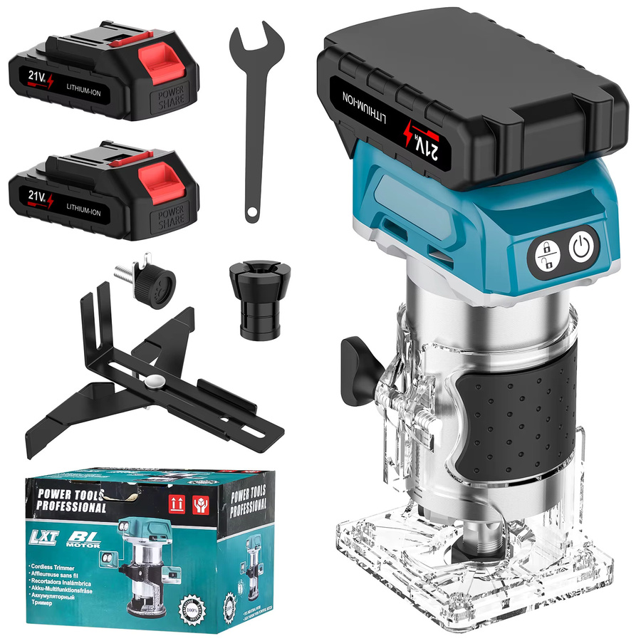 Carentry Bürstenloser Holzfräser für Makita 18 V, Elektrische Handmaschine zum Holzschneiden und Trimmen, Blau - Bild 7