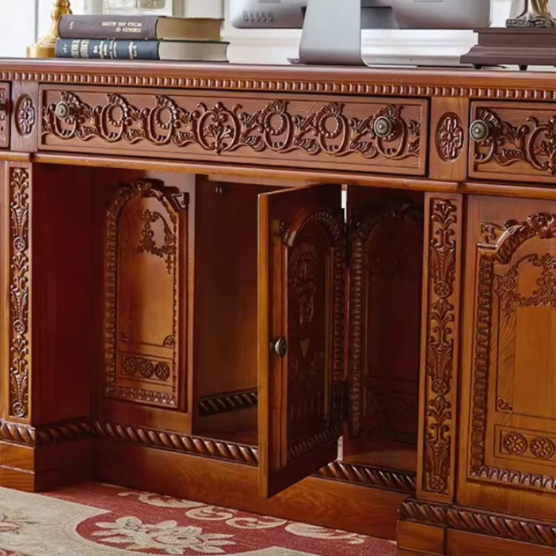 OMGD Schreibtisch aus Holz in Braun, Rechteckiger Computertisch und Bürotisch für das Home Office, Breite: 94,5 cm, Tiefe: 80,0 cm - Bild 2