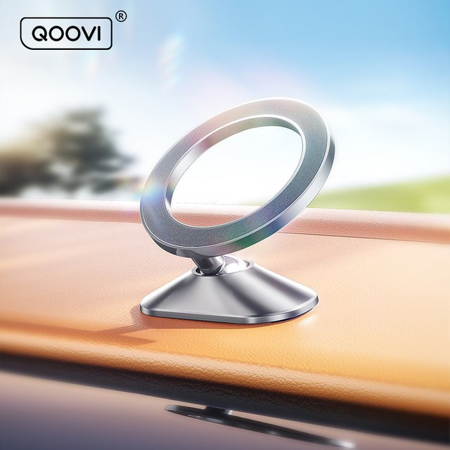 QOOVI Magnetischer Autotelefonhalter für Armaturenbrett in Grau, Mini-Handyständer mit MagSafe-Kompatibilität für iPhone, Xiaomi und Samsung - Bild 1