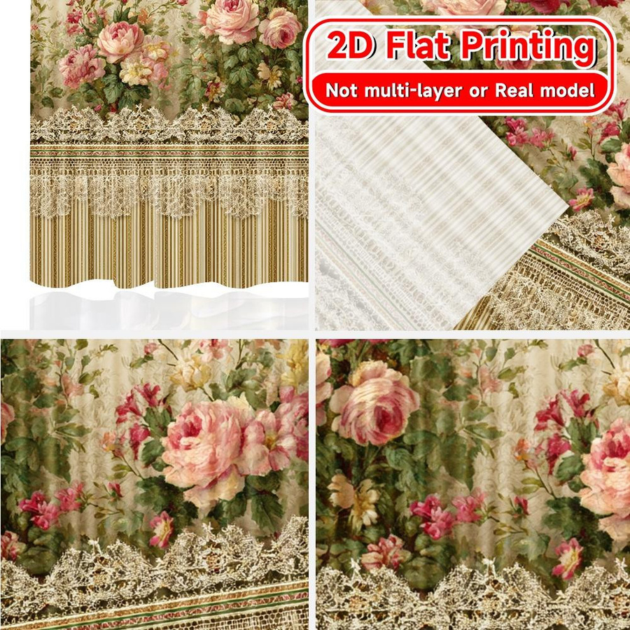 Halbtransparente Vorhänge Florale Eleganz aus Polyester, Set von 2 Stück, B: 100 cm, H: 70 cm - Bild 3