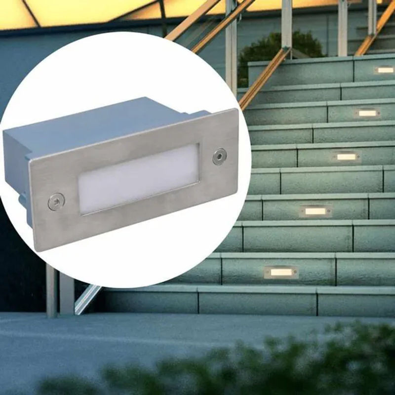 Vidaxl LED-Wandeinbauleuchten für Treppen, 6er-Set, Silber, Metall, B/H/T: 44 x 111 x 56 mm - Bild 1