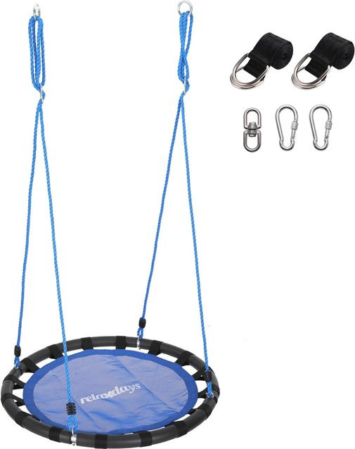 Relaxdays Nestschaukel aus Stahl in Blau, höhenverstellbar und gepolstert, Durchmesser: 80 cm - Bild 1
