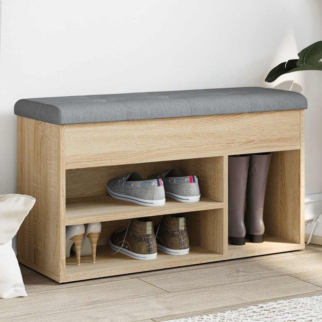 vidaXL Schuhbank aus Holzwerkstoff in Sonoma-Eiche, B/T/H: 82 x 32 x 45,5 cm - Bild 2