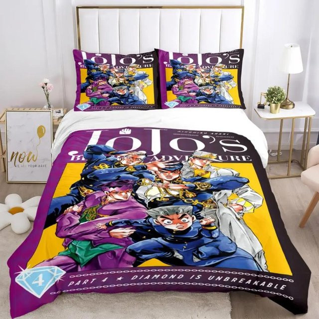 Wucifang Bags JOJO Anime 3-teiliges Bettwäsche-Set aus Mikrofaser, Mehrfarbig, B/H: 135 x 200 cm - Bild 1