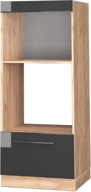 Vicco Mikrowellenschrank Fame-Line in Anthrazit Hochglanz und Goldkraft Eiche, Breite: 60 cm, Höhe: 153,6 cm, Tiefe: 44,53 cm - Bild 1