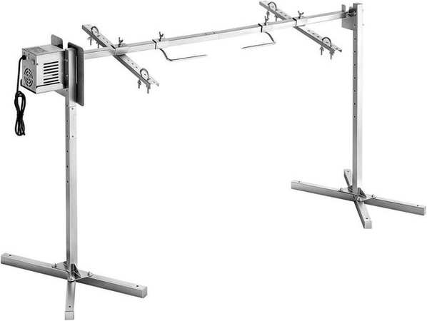 Buying Solutions MB Elektrisches Drehgrill-Set aus Edelstahl in Silber mit 8-stufiger Höhenverstellung und 38W Motor