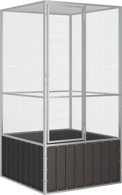 vidaXL Vogelkäfig Voliere aus verzinktem Stahl in Anthrazit B: 111 cm, T: 107 cm, H: 211,5 cm - Bild 1