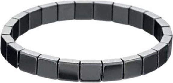 PRELEXT Armband, elastisch, schwarz, quadratische Perlen, Herren - Bild 1