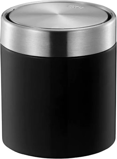 PROREGAL Tischabfallbehälter mit Flachschwingdeckel aus Edelstahl und Kunststoff, Schwarz, Volumen: 1,5 l, H x Ø: 13,8 x 12 cm - Bild 1